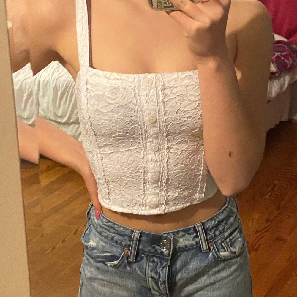 Abercrombie and Fitch White Lace Tank